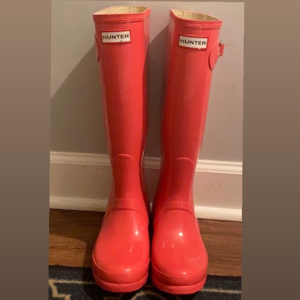 Coral Pink Glossy Hunter Rainboots